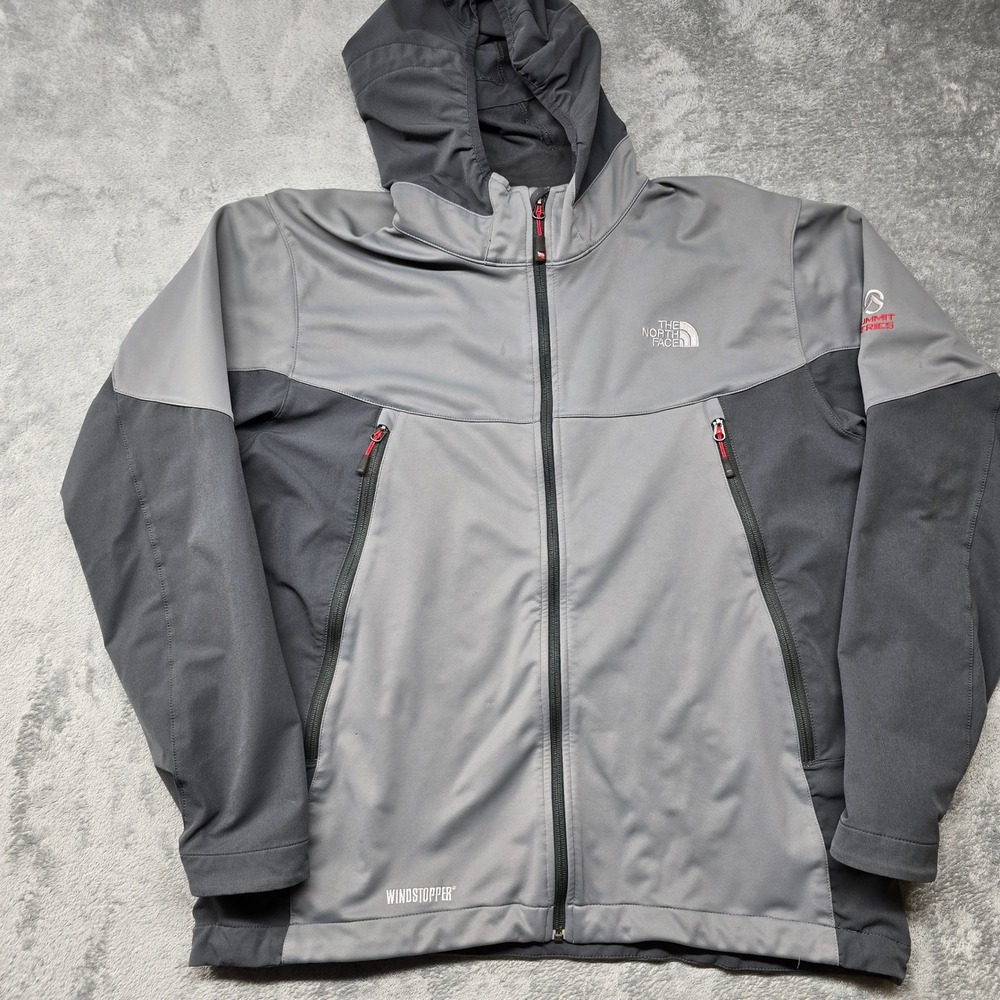 The North Face Summit Series Windstopper Jacket Mens XXL Grey Hooded Softshell